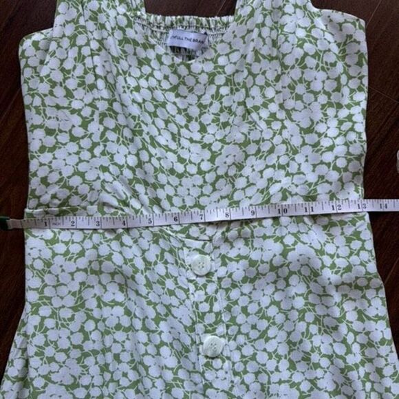 FAITHEULL THE BRAND S Lou Lou Mini Dress Green Floral Flirty Button Up Smocked - Picture 7 of 12